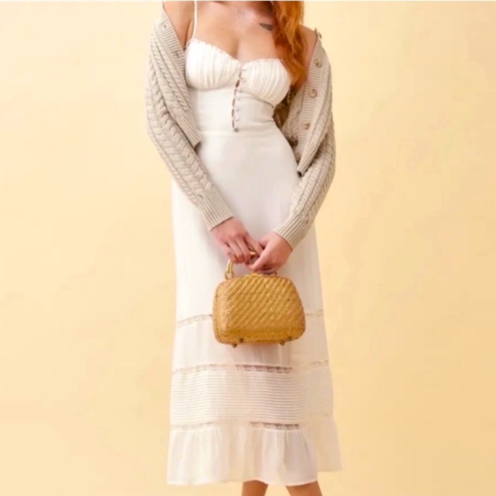 REFORMATION NWT HARVEST DRESS IVORY 12 Wedding Spring Midi pleated Dress perfect
